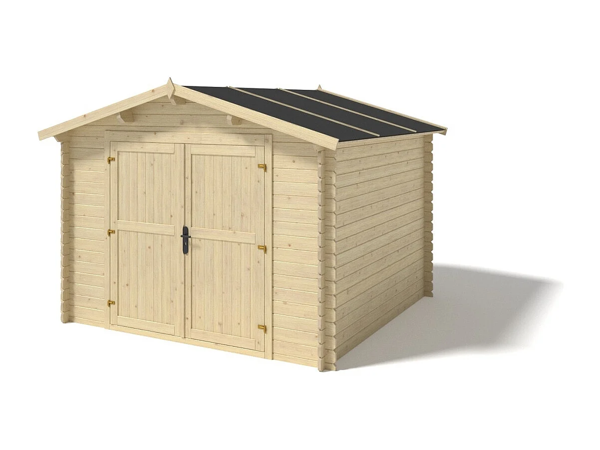 Abri de jardin en bois - 9m2 - 3x3m - Ep. 28mm - Couleur: naturel - DOM531 - ALTANKA