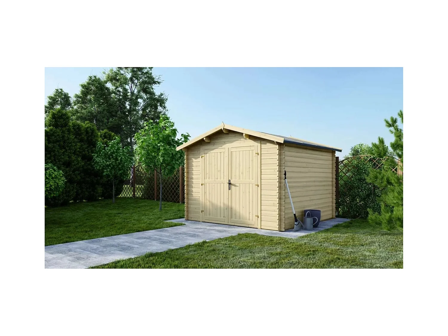 Casetta da giardino in legno - 9.00m2 - 3.00x3.00m - 28mm - colore: naturale - DOM531 - ALTANKA