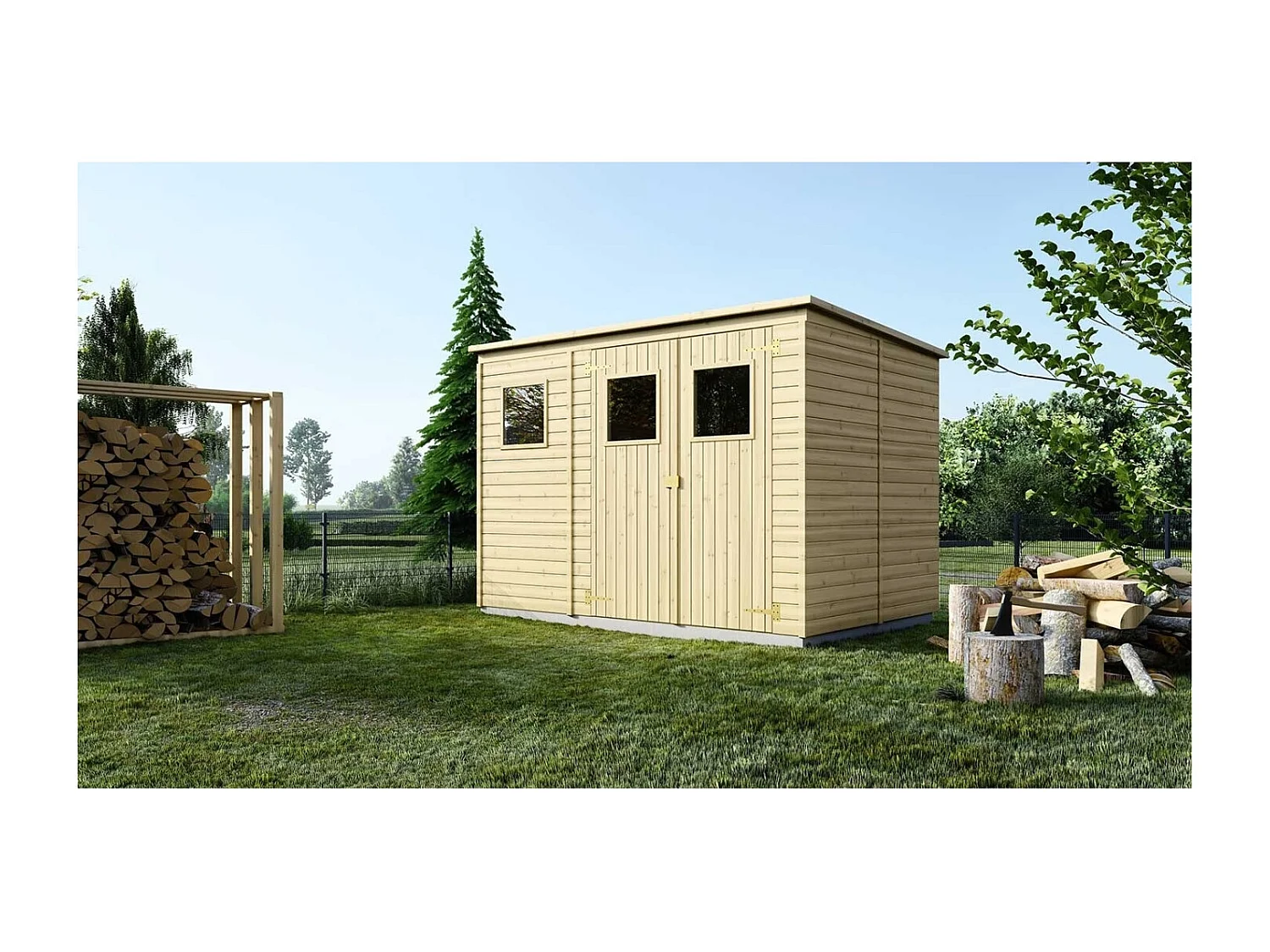 Abri de jardin en bois 4.86 m2 - 2.7x1.8 m - Couleur: naturel - DOM421 - ALTANKA