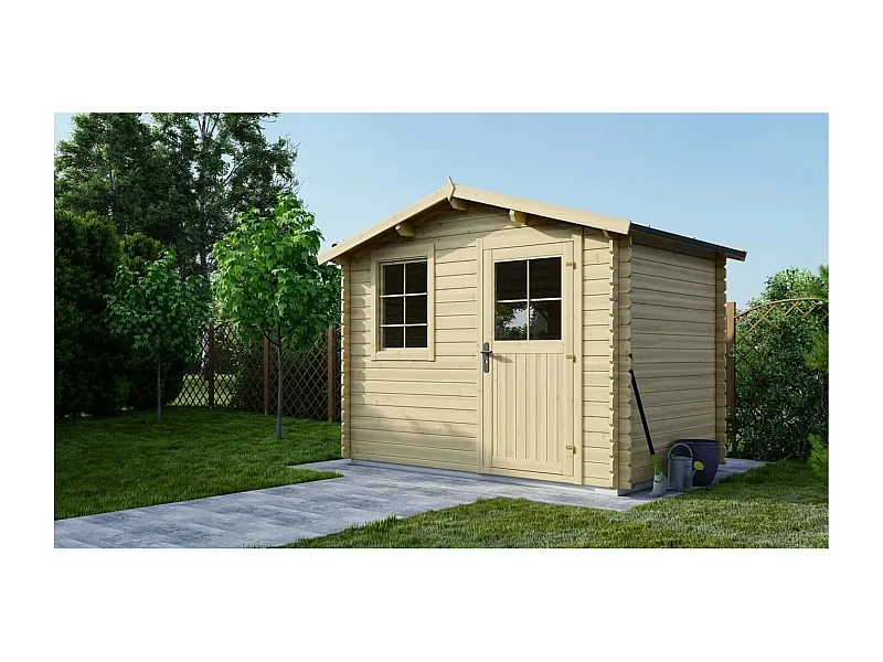 Casetta da giardino in legno - 6.00m2 - 3.00x2.00m - 28mm - colore: naturale - DOM472 - ALTANKA