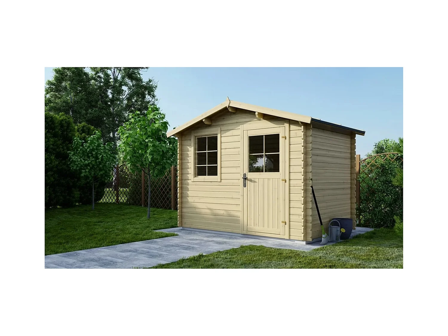 Abri de jardin en bois - 6m2 - 3x2m - Ep. 28mm - Couleur: naturel - DOM472 - ALTANKA