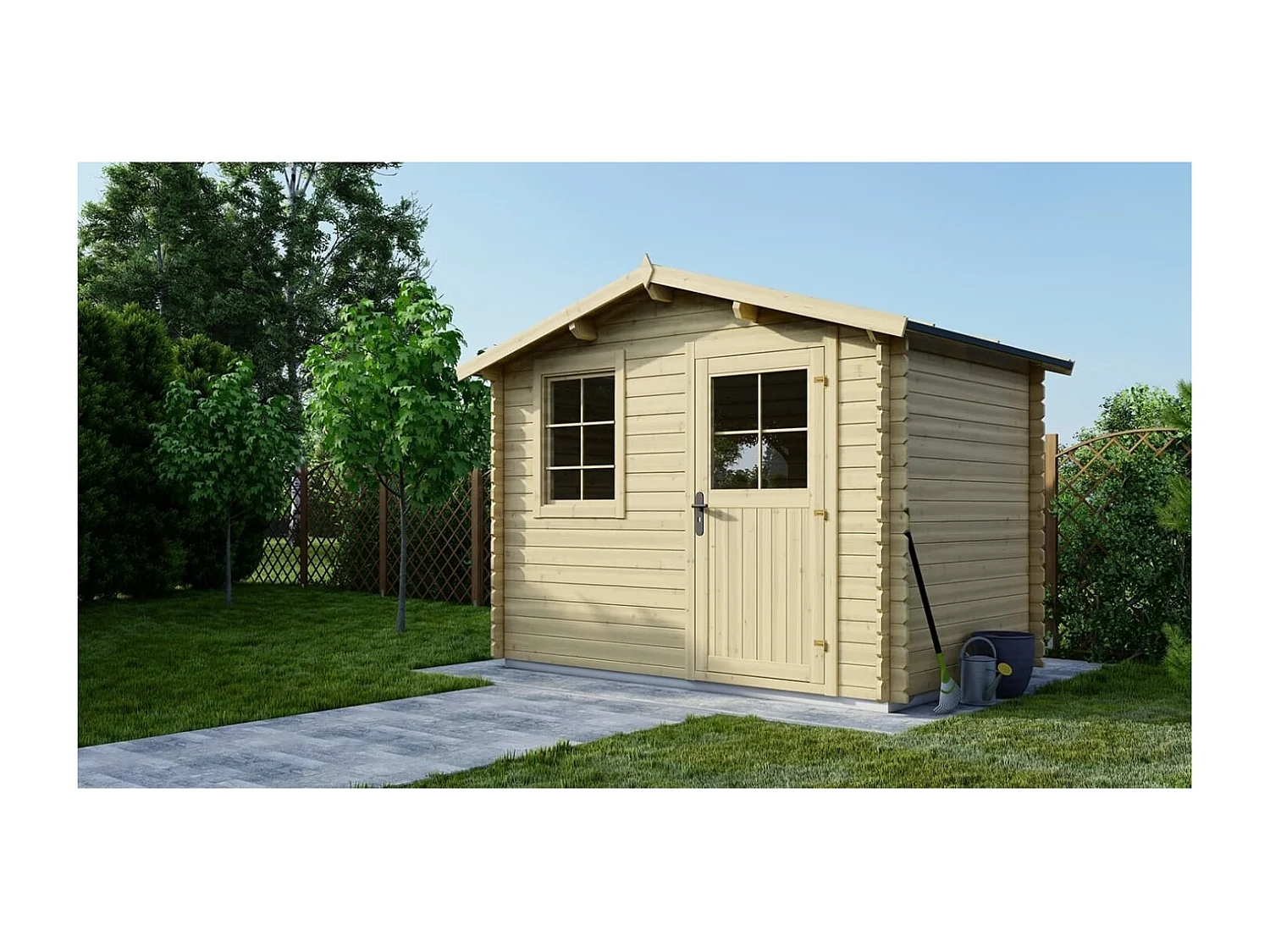 Casetta da giardino in legno - 6m2 - 3x2m - 28mm - colore: naturale - DOM472 - ALTANKA