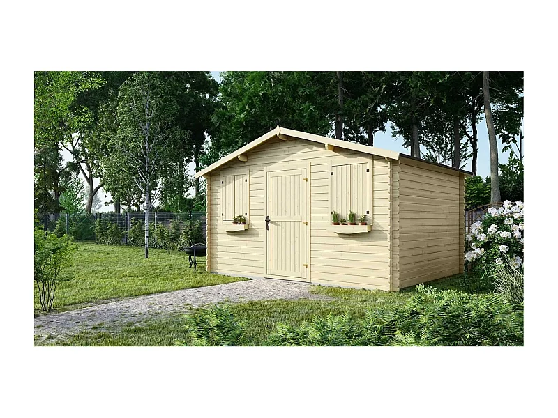 Casetta da giardino in legno - 12.00m2 - 4.00x3.00m - 28mm - colore: naturale - DOM337 - ALTANKA