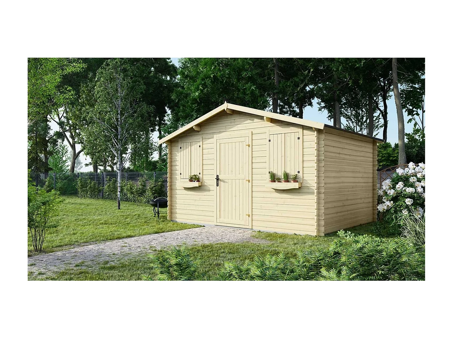 Casetta da giardino in legno - 12m2 - 4x3m - 28mm - colore: naturale - DOM337 - ALTANKA