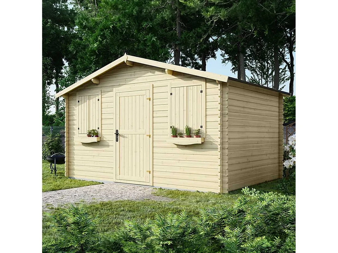 Casetta da giardino in legno - 12m2 - 4x3m - 28mm - colore: naturale - DOM337 - ALTANKA