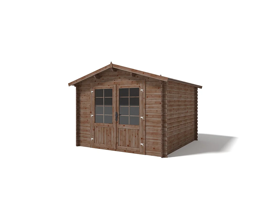 Abri de jardin en bois - 9m2 - 3x3m - Traité - Ep. 28mm - Couleur: marron - DOM427 - ALTANKA