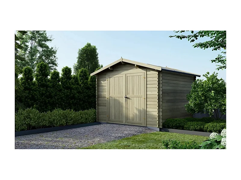 Casetta da giardino in legno - 9.00m2 - 3.00x3.00m - impregnata - 28mm - colore: verde - DOM458 - ALTANKA