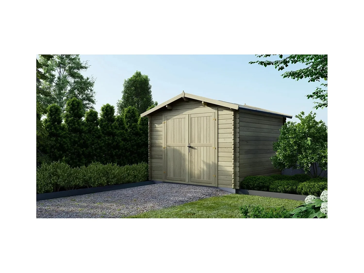 Abri de jardin en bois - 9m2 - 3x3m - Traité - Ep. 28mm - Couleur: vert - DOM458 - ALTANKA