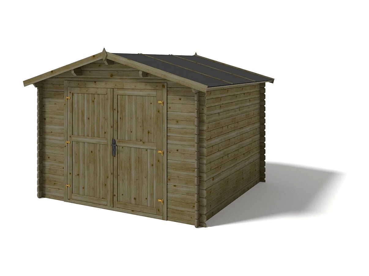 Casetta da giardino in legno - 9m2 - 3x3m - impregnata - 28mm - colore: verde - DOM458 - ALTANKA