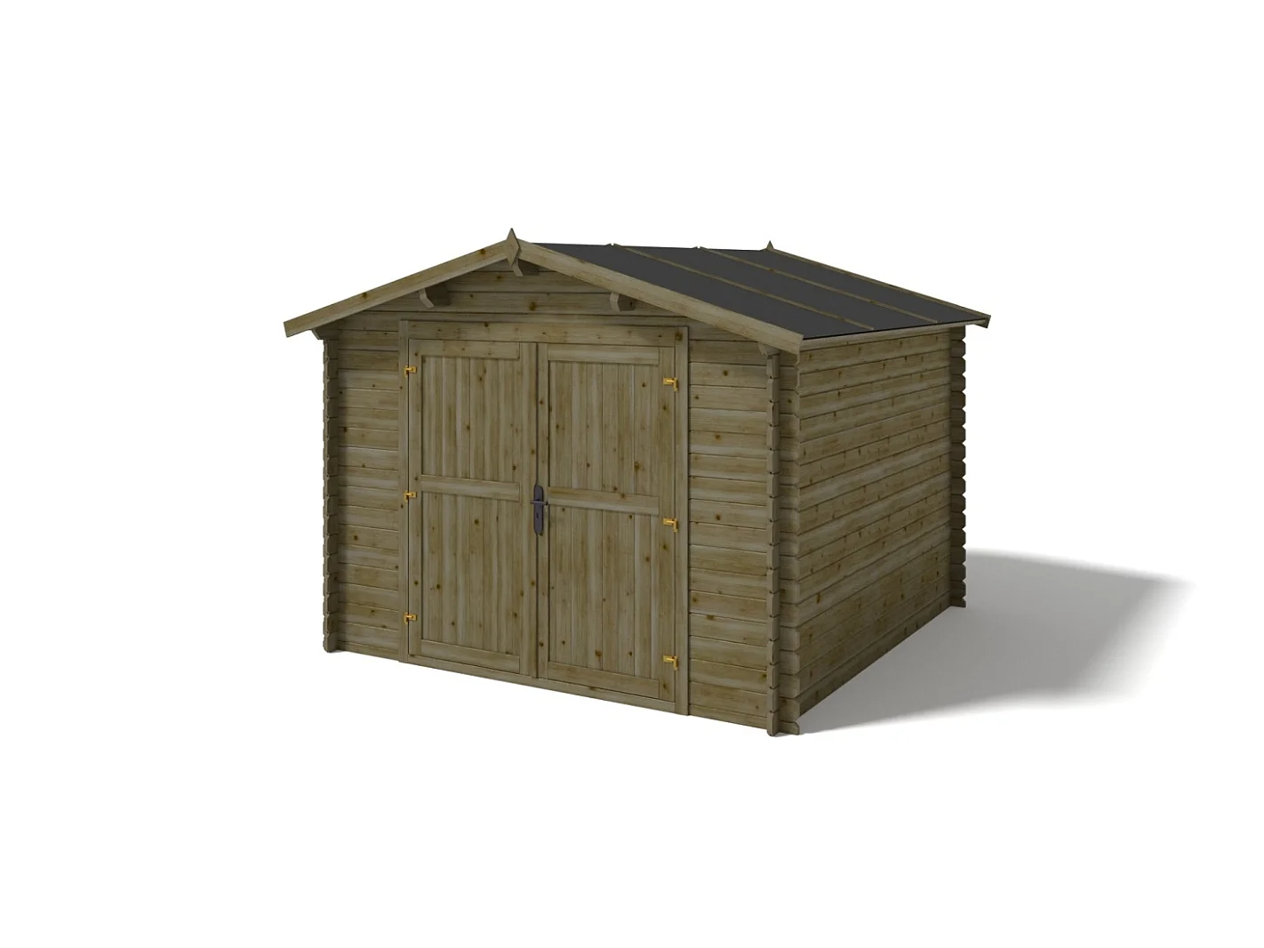 Abri de jardin en bois - 9m2 - 3x3m - Traité - Ep. 28mm - Couleur: vert - DOM458 - ALTANKA