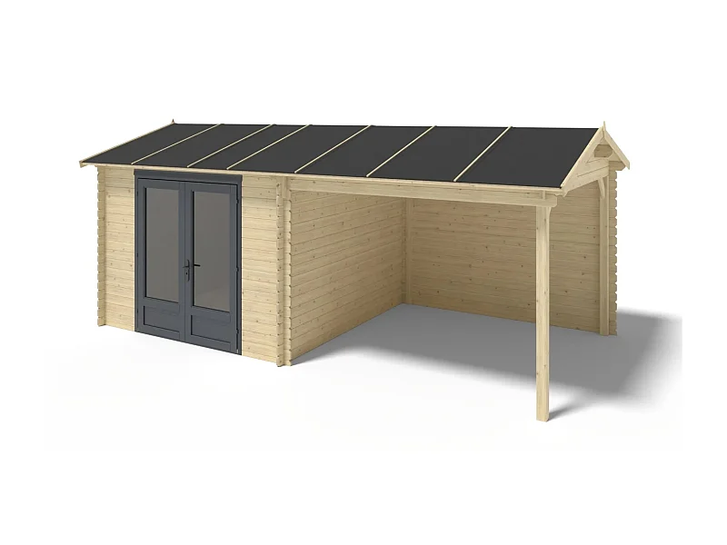 Casetta da giardino in legno - 17.40m2 - 5.79x3.00m - 28mm - colore: naturale - DOM640 - ALTANKA