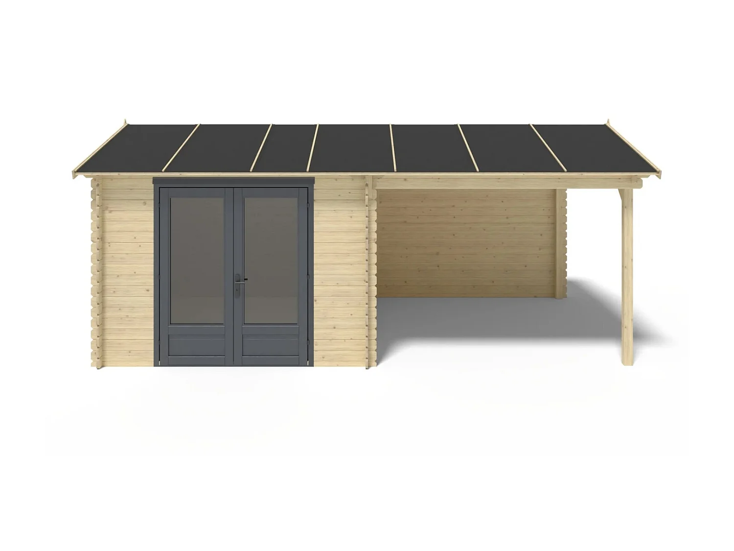 Abri de jardin en bois - 17.4m2 - 5.79x3m - Ep. 28mm - Couleur: naturel - DOM640 - ALTANKA