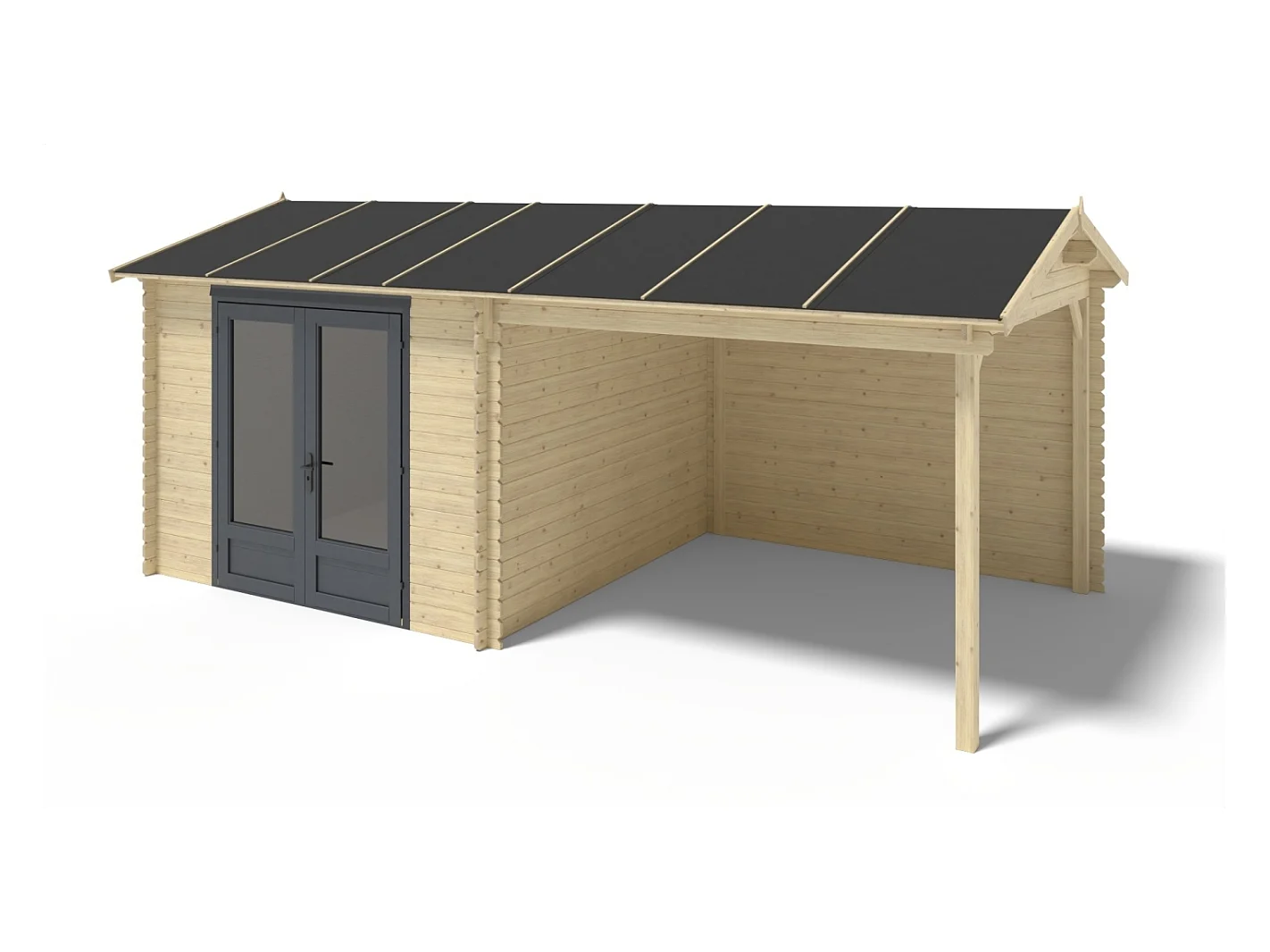 Casetta da giardino in legno - 17.40m2 - 5.79x3.00m - 28mm - colore: naturale - DOM640 - ALTANKA