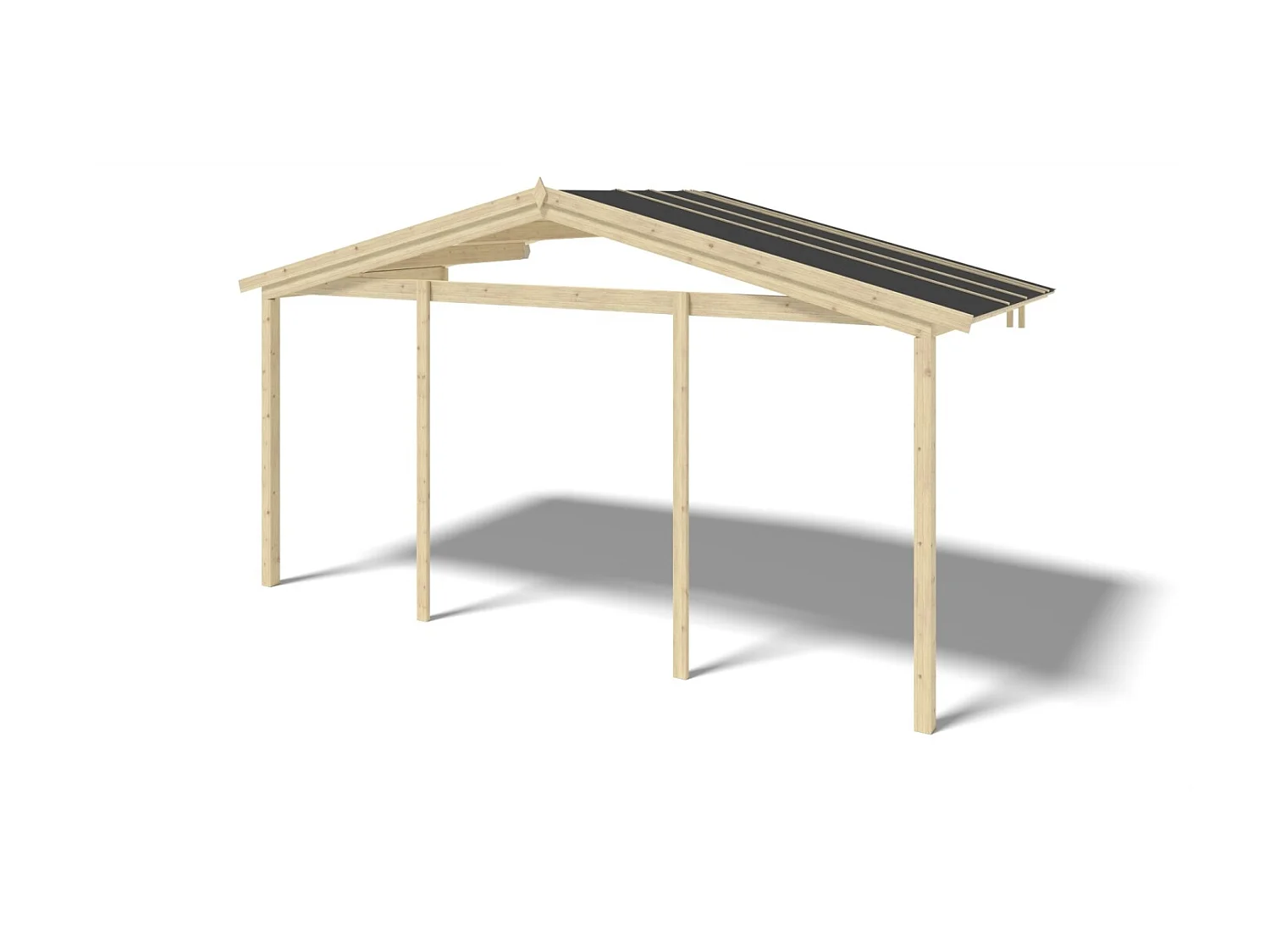 Abri de jardin en bois - 5x5 m + terrasse avec balustrade et avant-toit en bois - 35 m2 - DOM612+DOM613+DOM615+POD04 - ALTANKA