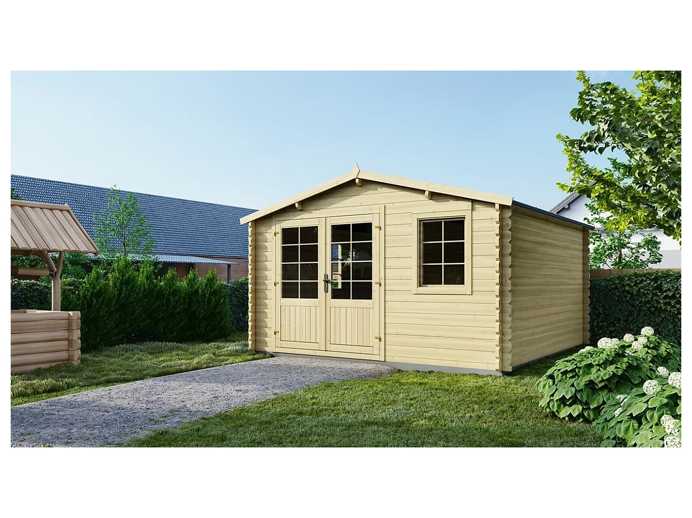 Casetta da giardino in legno - 15.21m2 - 3.9x3.9m - 40mm - colore: naturale - DOM658 - ALTANKA