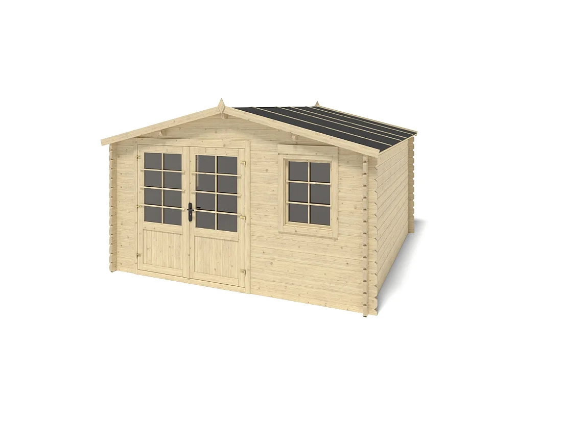 Casetta da giardino in legno - 15.21m2 - 3.9x3.9m - 40mm - colore: naturale - DOM658 - ALTANKA