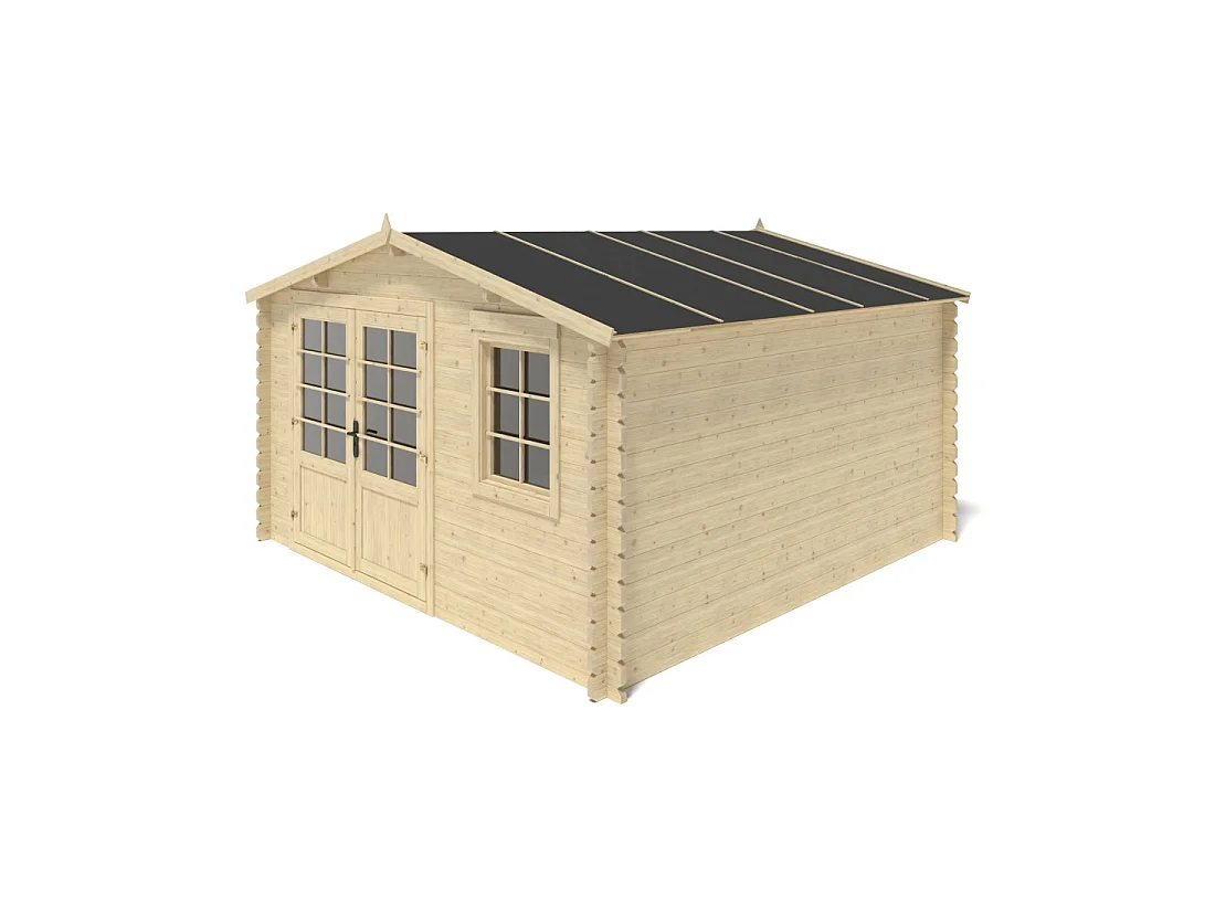 Casetta da giardino in legno - 15.21m2 - 3.9x3.9m - 40mm - colore: naturale - DOM658 - ALTANKA