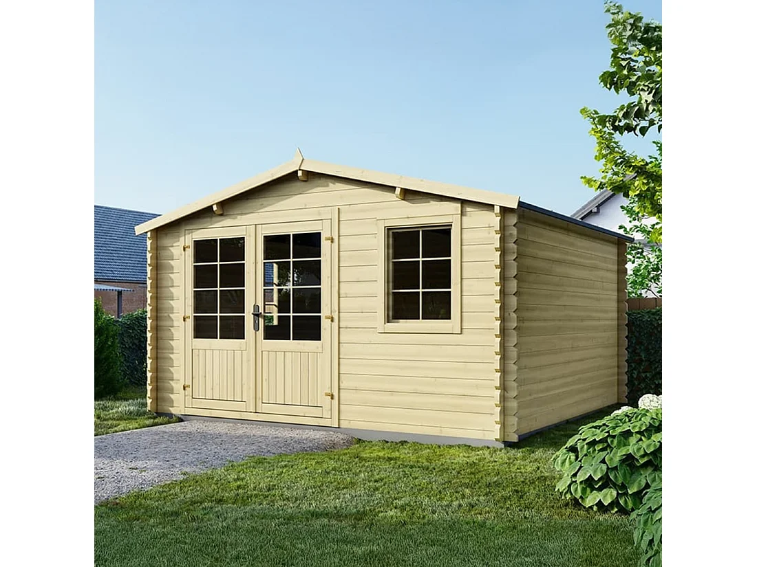 Casetta da giardino in legno - 15.21m2 - 3.9x3.9m - 40mm - colore: naturale - DOM658 - ALTANKA