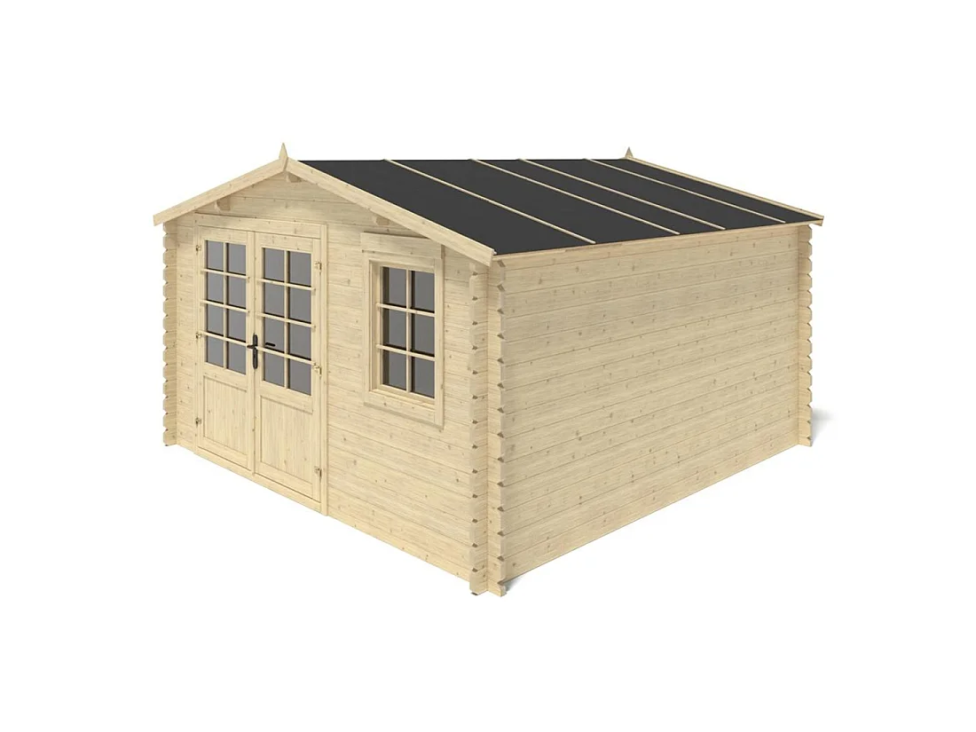 Casetta da giardino in legno - 15.21m2 - 3.9x3.9m - 40mm - colore: naturale - DOM658 - ALTANKA
