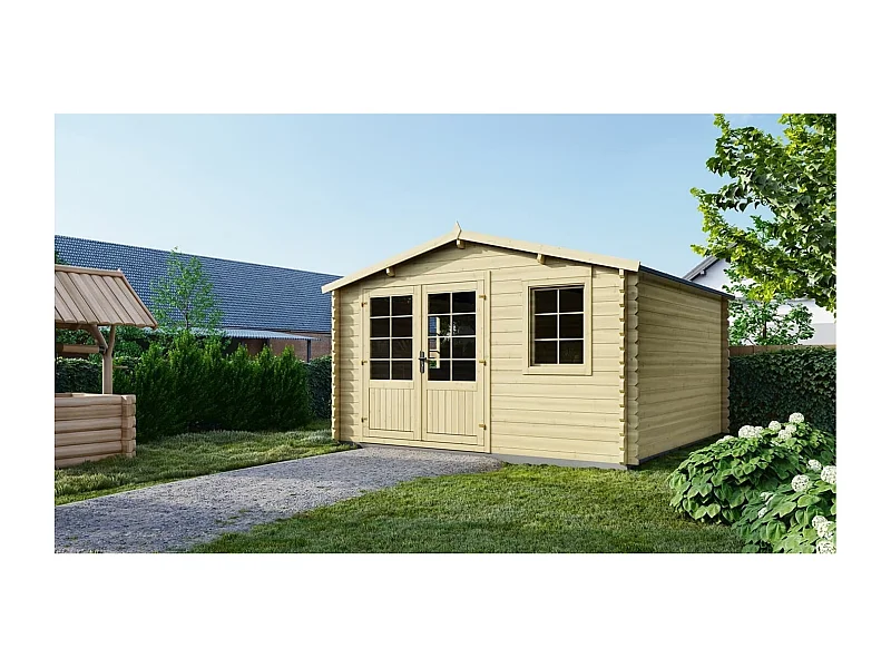 Abri de jardin en bois - 15.21m2 - 3.9x3.9m - Ep. 40mm - Couleur: naturel - DOM658 - ALTANKA