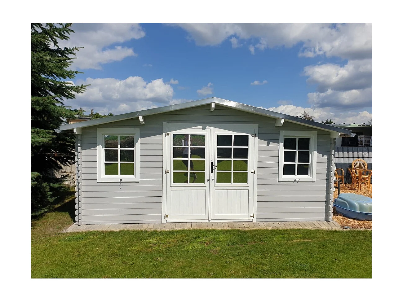 Casetta da giardino in legno - 20.00m2 - 5.00x4.00m - 28mm - colore: naturale - DOM526 - ALTANKA