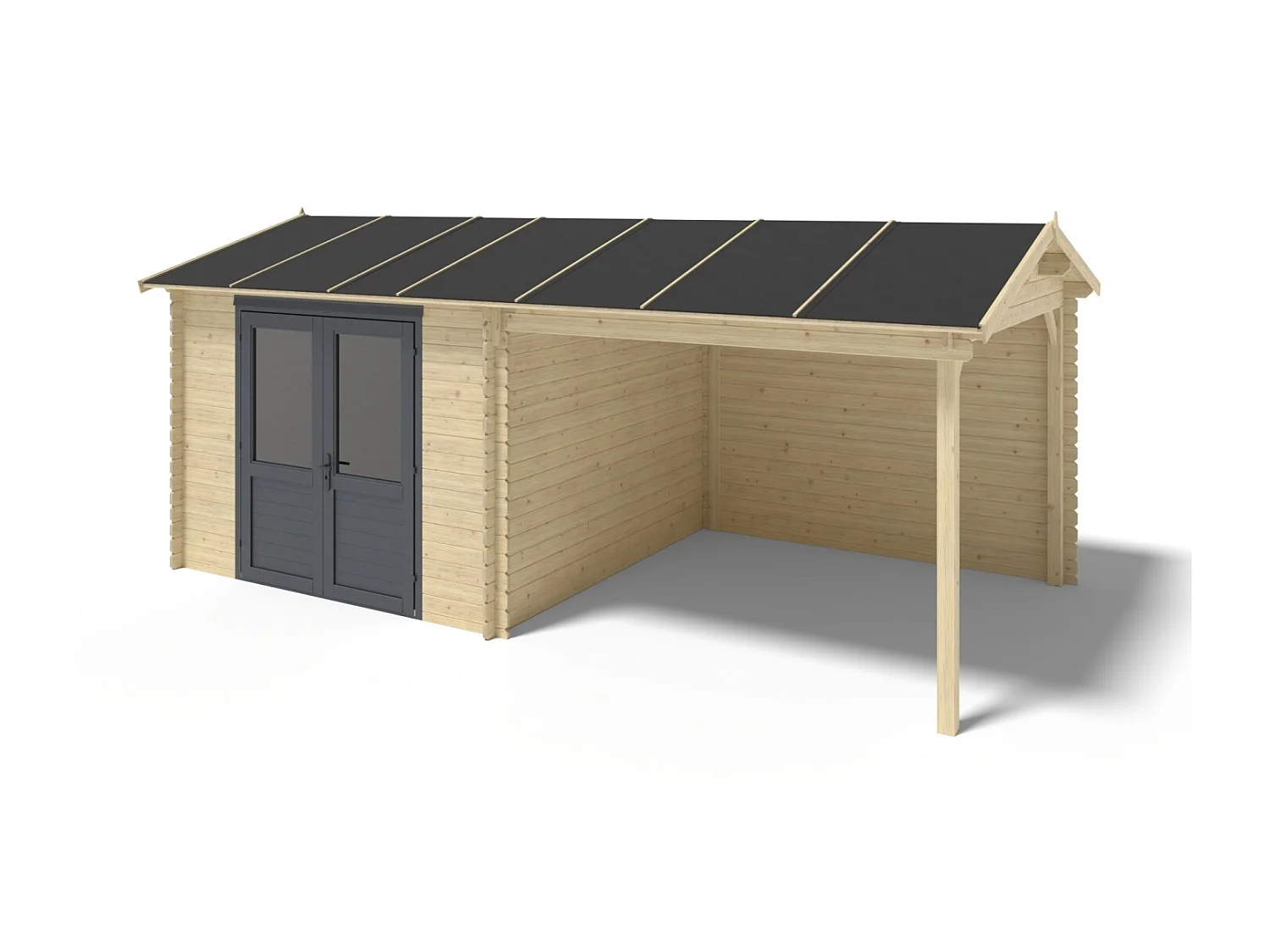 Casetta da giardino in legno - 17.4m2 - 5.79x3m - 28mm - colore: naturale - DOM639 - ALTANKA