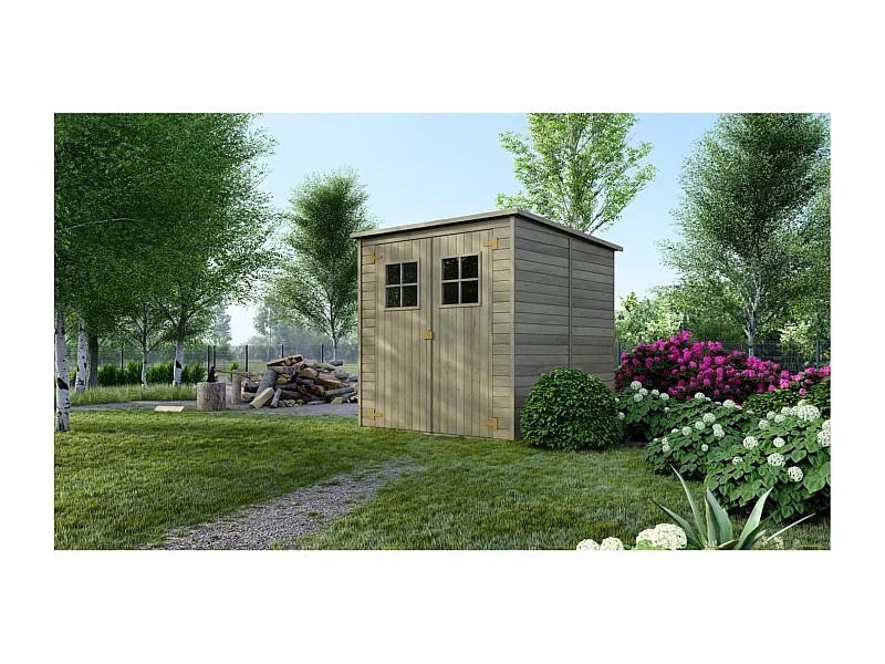 Abri de jardin en bois 3.42 m2 - 1.9x1.8 m - traité - Couleur: vert - DOM10 - ALTANKA