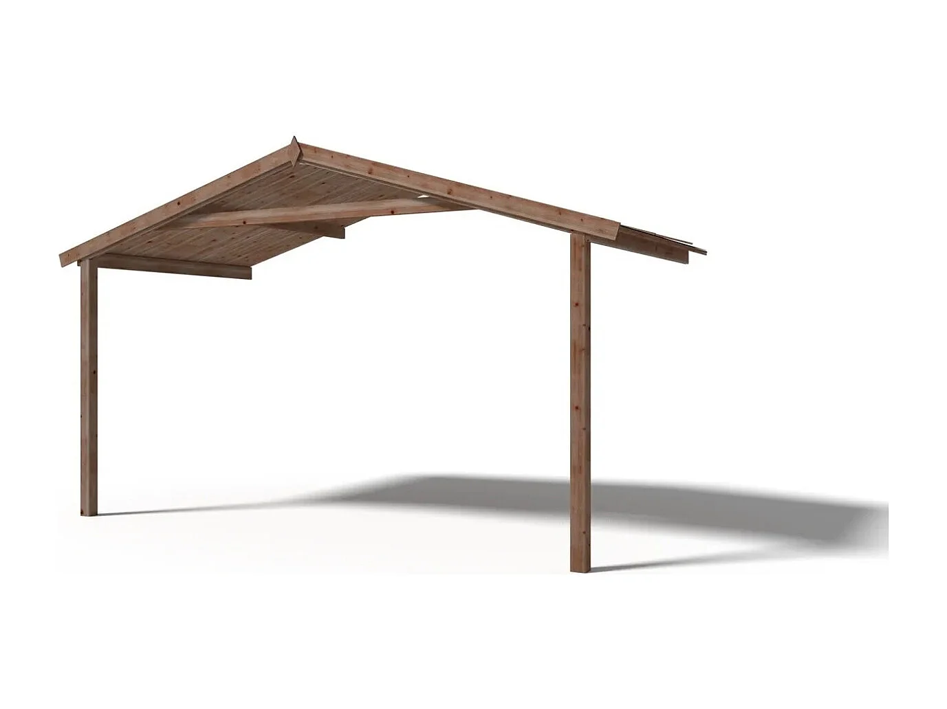 Abri de jardin en bois - 4x3 m + terrasse avec balustrade et avant-toit en bois - 24 m2 - Traité - DOM595+DOM541+DOM542+POD05 - ALTANKA