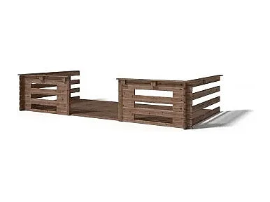 Abri de jardin en bois - 4x3 m + terrasse avec balustrade et avant-toit en bois - 24 m2 - Traité - DOM595+DOM541+DOM542+POD05 - ALTANKA