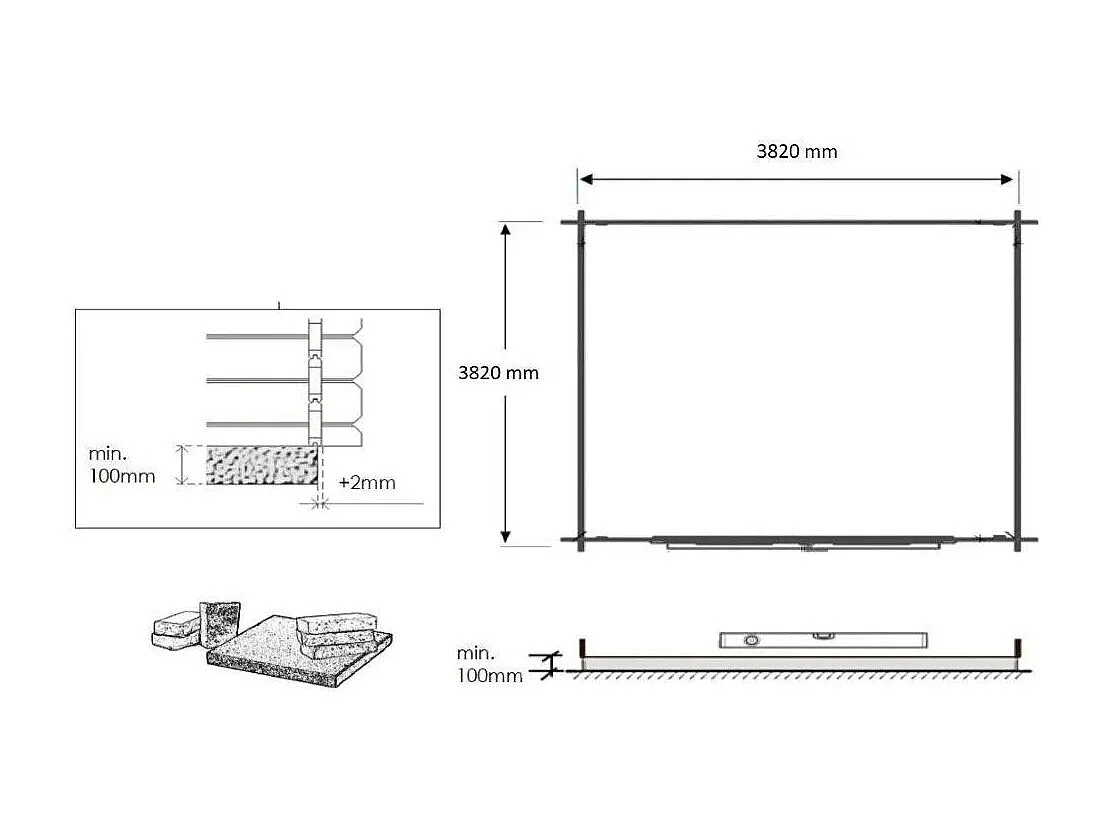 Abri de jardin en bois - 16m2 - 4x4m - Ep. 28mm - Couleur: naturel - DOM149 - ALTANKA