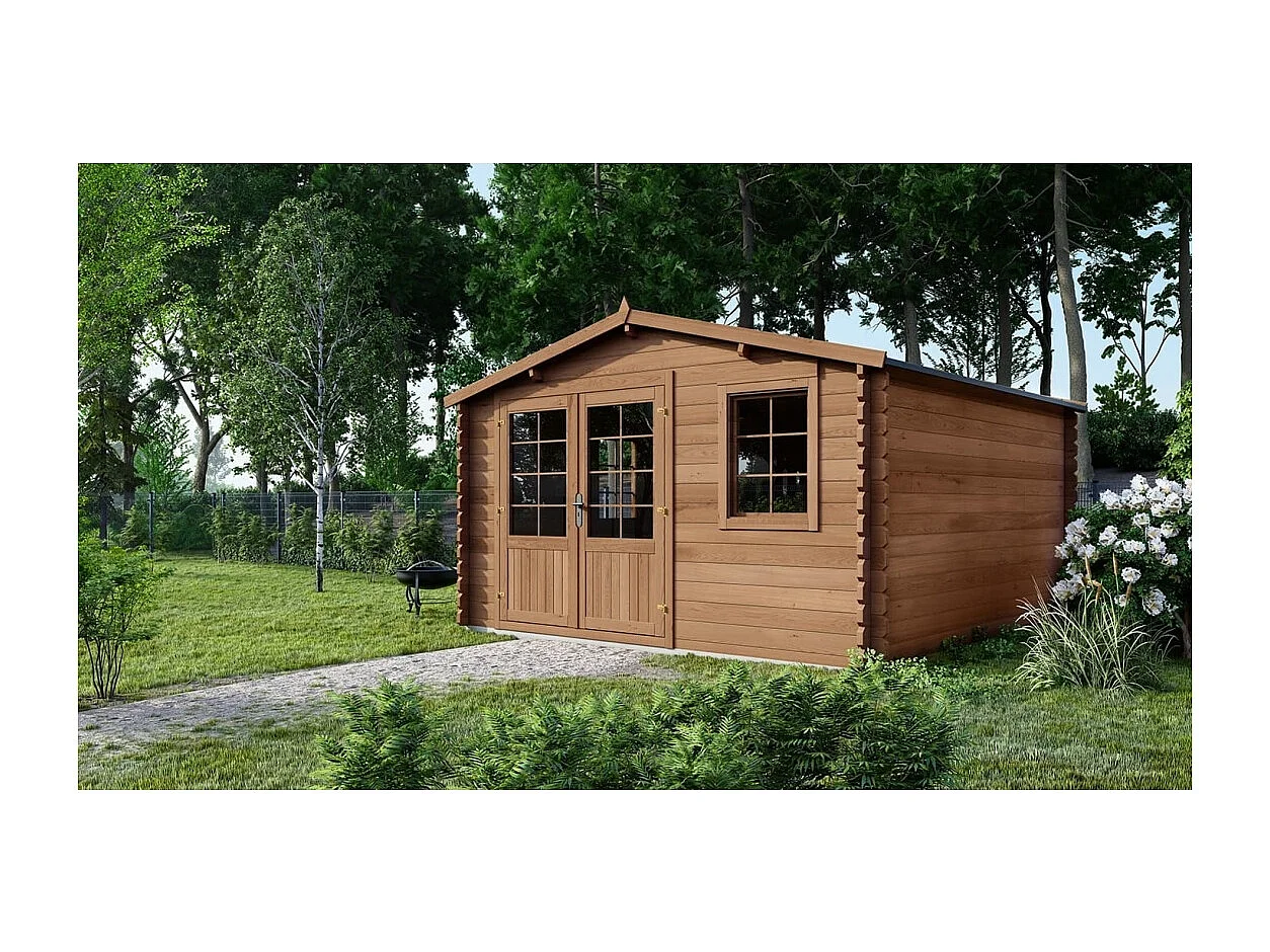 Casetta da giardino in legno - 20.00m2 - 5.00x4.00m - impregnata - 45mm - colore: marrone - DOM376 - ALTANKA