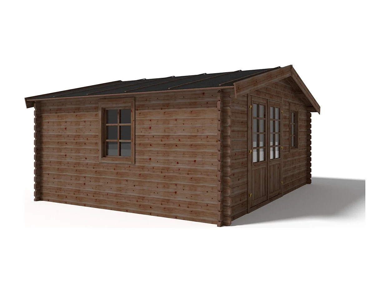 Casetta da giardino in legno - 20.00m2 - 5.00x4.00m - impregnata - 45mm - colore: marrone - DOM376 - ALTANKA