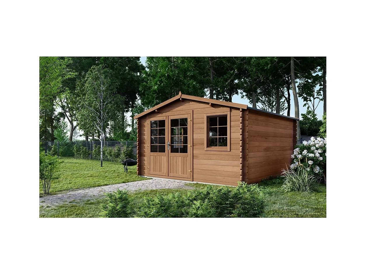 Abri de jardin en bois - 20m2 - 5x4m - Traité - Ep. 45mm - Couleur: marron - DOM376 - ALTANKA