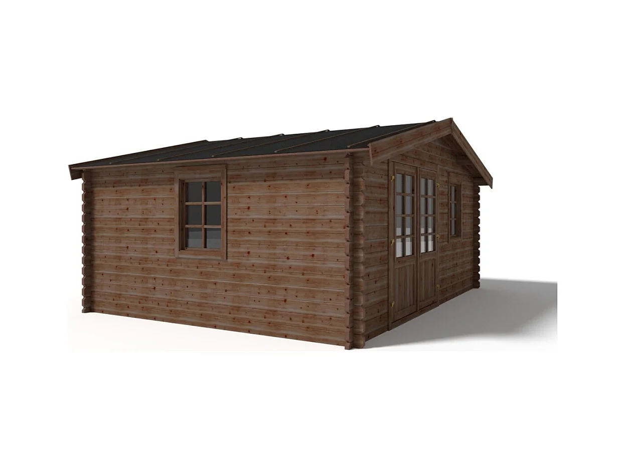 Abri de jardin en bois - 20m2 - 5x4m - Traité - Ep. 45mm - Couleur: marron - DOM376 - ALTANKA