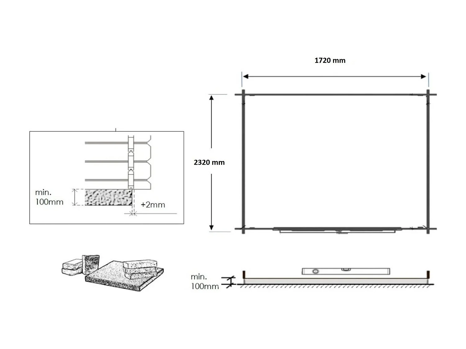 Casetta da giardino in legno - 4.75m2 - 1.90x2.50m - 28mm - colore: naturale - DOM594 - ALTANKA