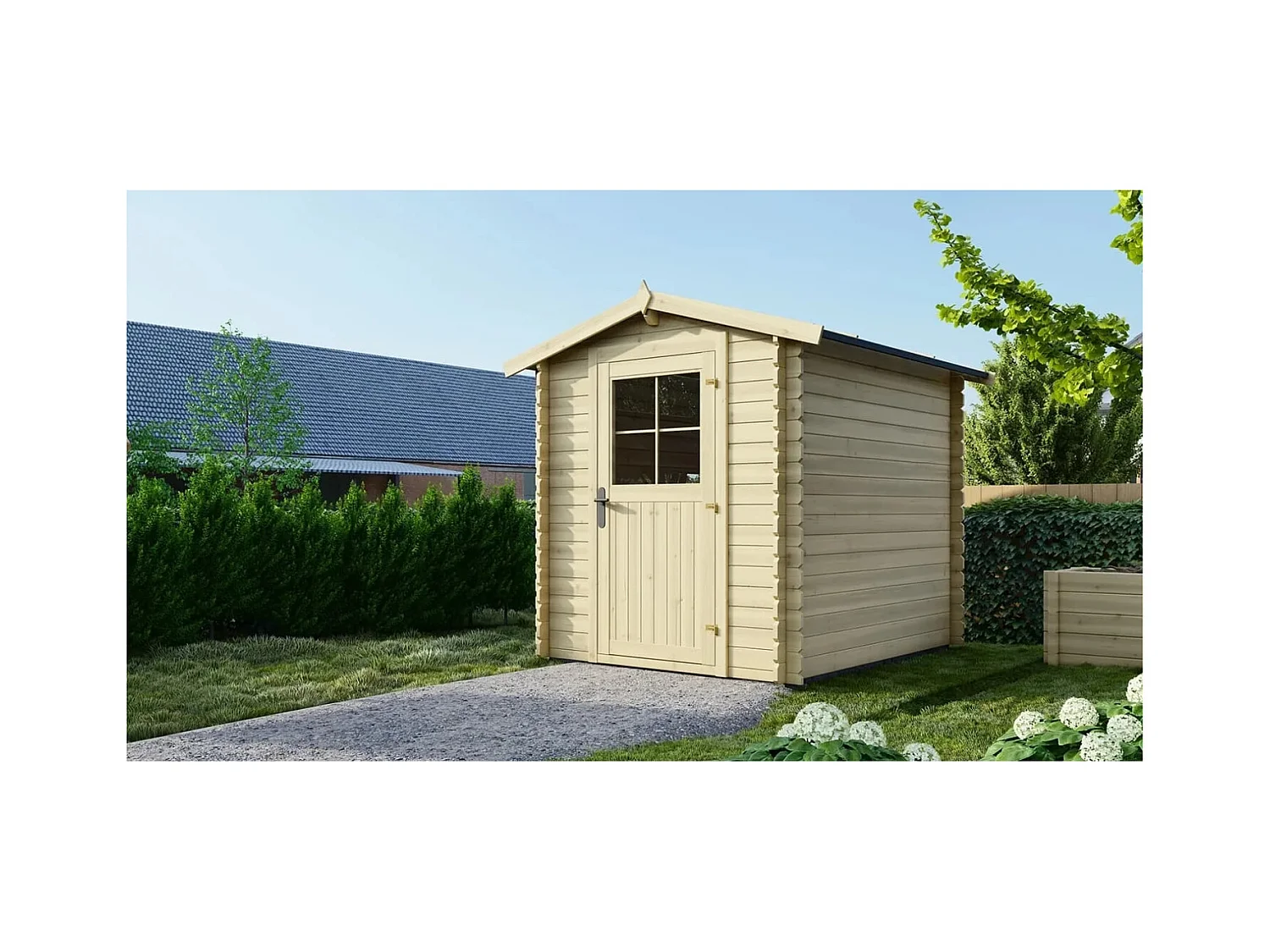 Abri de jardin en bois - 4,75m2 - 1,90x2,50m - Ep. 28mm - Couleur: naturel - DOM594 - ALTANKA
