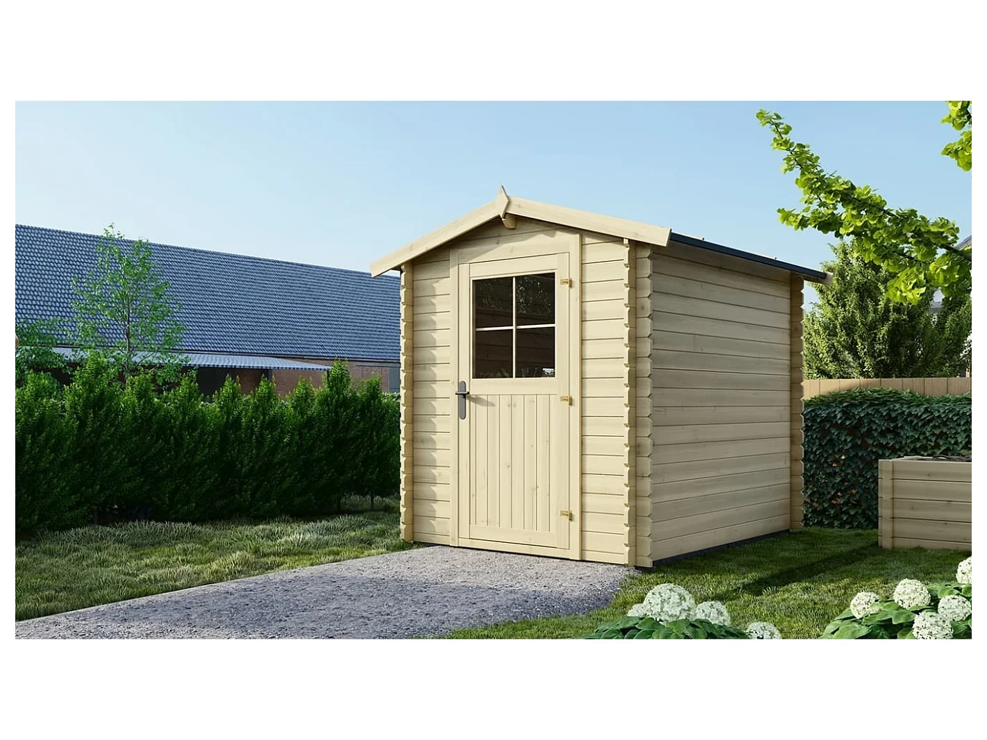 Abri de jardin en bois - 4.75m2 - 1.9x2.5m - Ep. 28mm - Couleur: naturel - DOM594 - ALTANKA