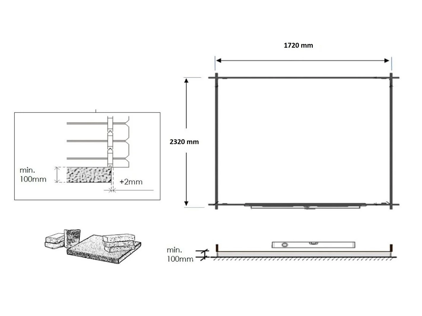 Abri de jardin en bois - 4.75m2 - 1.9x2.5m - Ep. 28mm - Couleur: naturel - DOM594 - ALTANKA