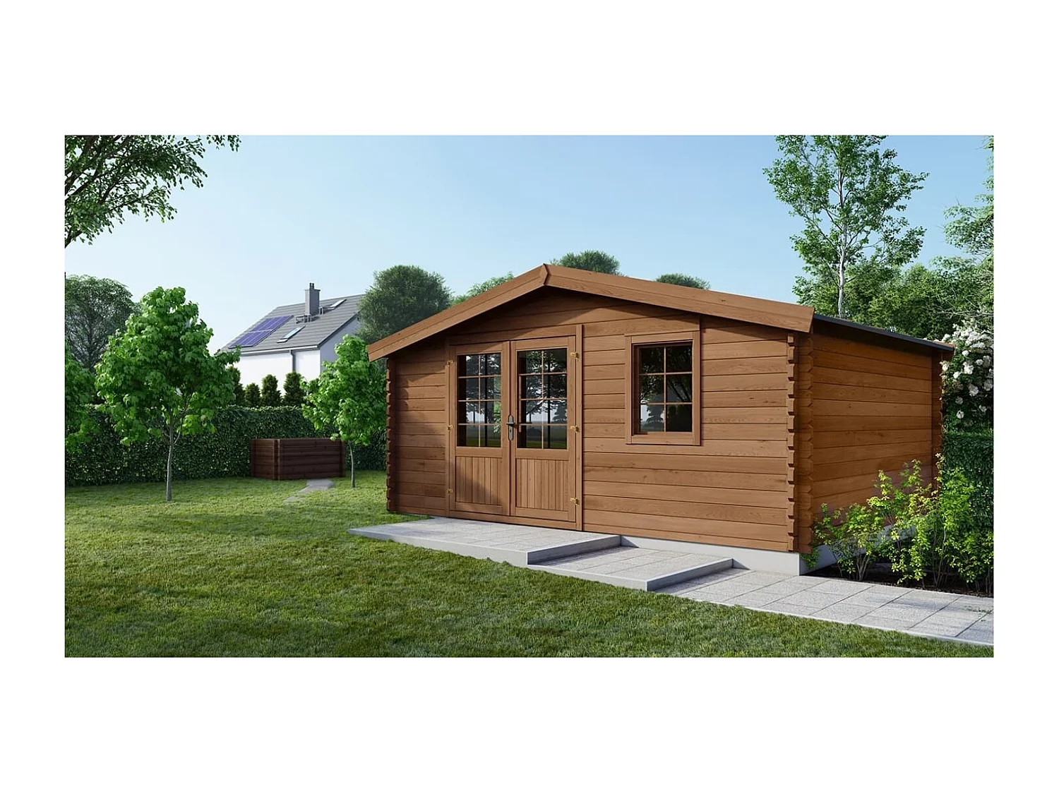 Casetta da giardino in legno - 12m2 - 4x3m - impregnata - 28mm - colore: marrone - DOM595 - ALTANKA