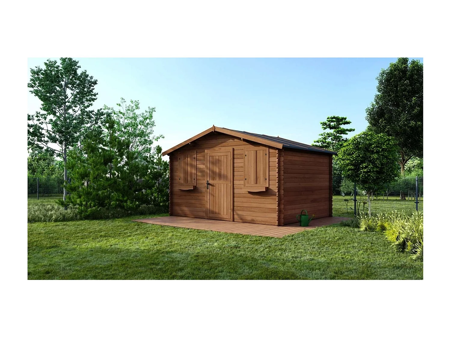 Abri de jardin en bois - 12m2 - 4x3m - Traité - Ep. 28mm - Couleur: marron - DOM418 - ALTANKA