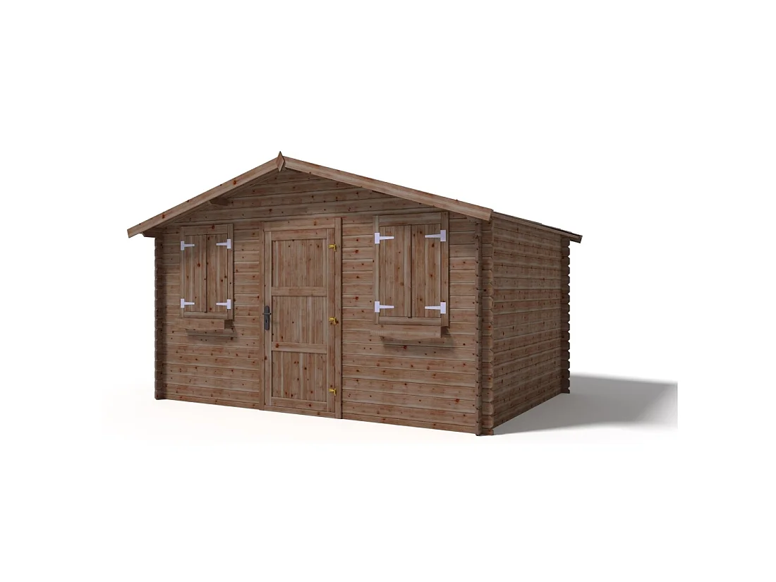 Casetta da giardino in legno - 12m2 - 4x3m - impregnata - 28mm - colore: marrone - DOM418 - ALTANKA