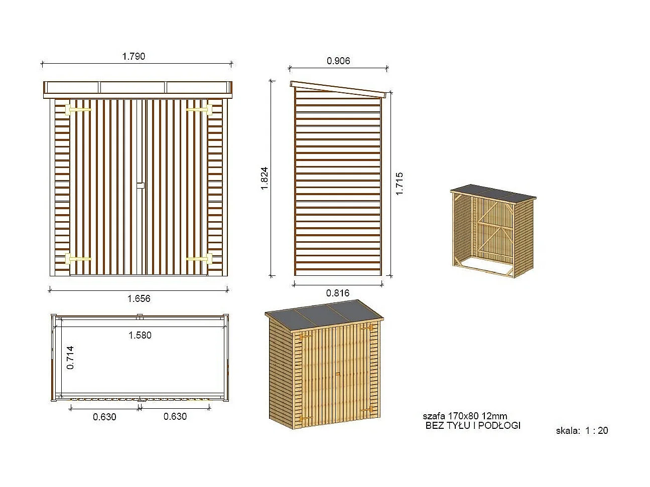 Armadio porta attrezzi da esterno 1.66x0.82 m H.1.86 - DOM85 - ALTANKA