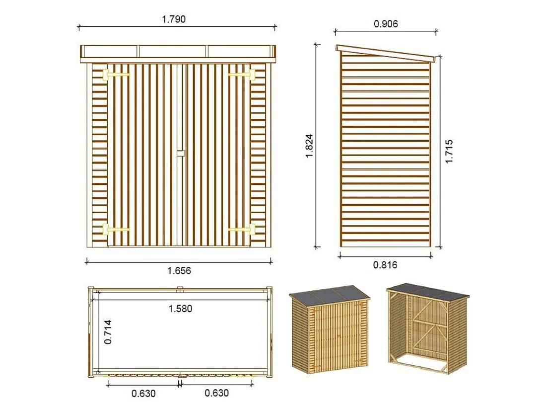 Armadio porta attrezzi da esterno 1.66x0.82 m H.1.86 - DOM85 - ALTANKA