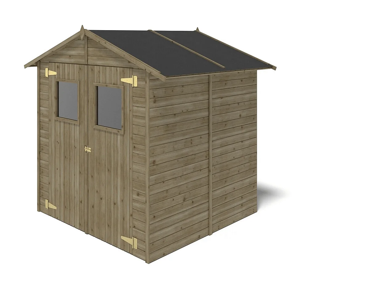 Abri de jardin en bois 3.46 m2 - 1.9x1.82 m - traité - Couleur: vert - DOM218 - ALTANKA