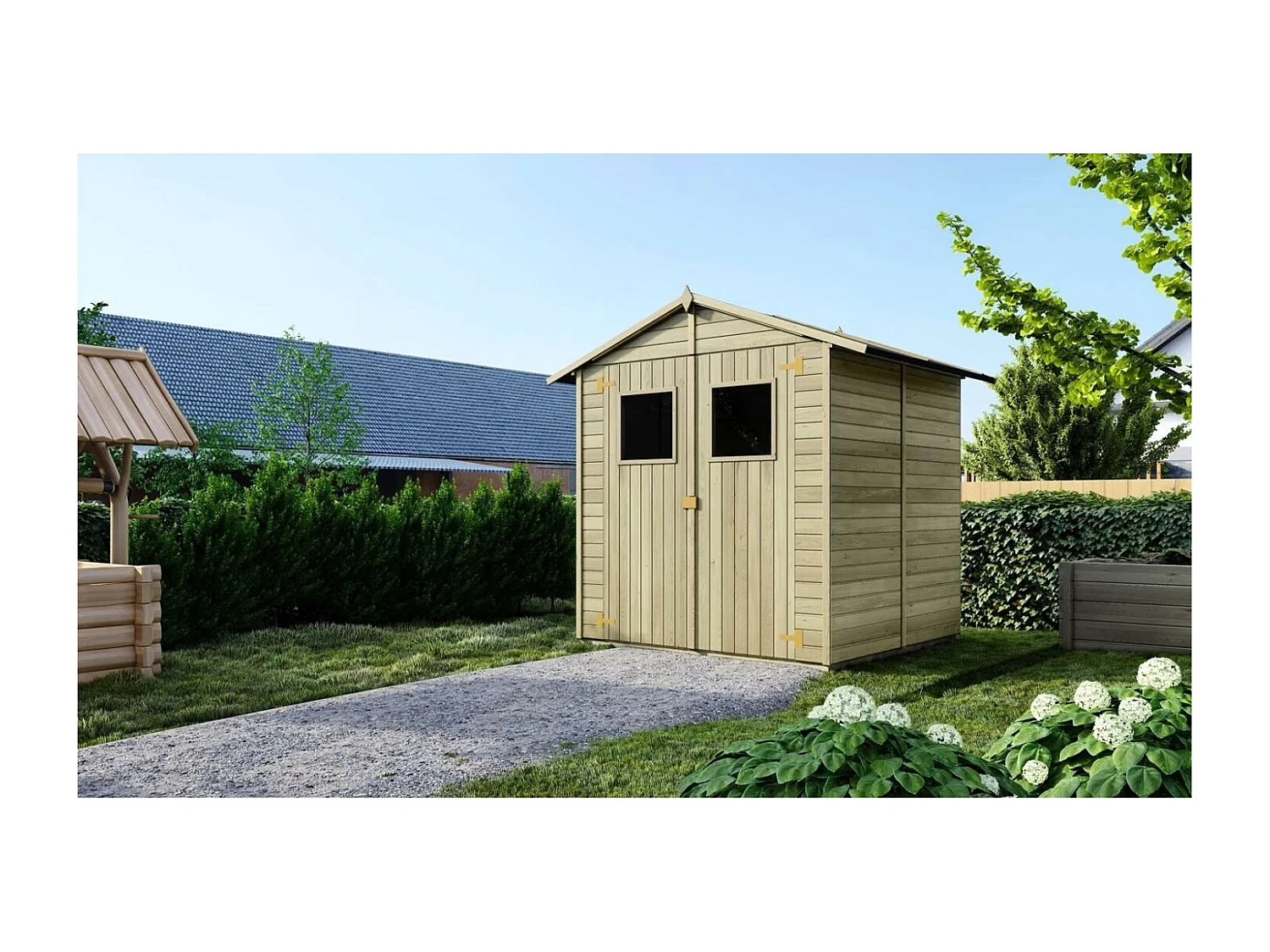 Casetta da giardino in legno 3.46 m2 - 1.9x1.82 m - 12.5 mm - Impregnata - DOM218 - ALTANKA