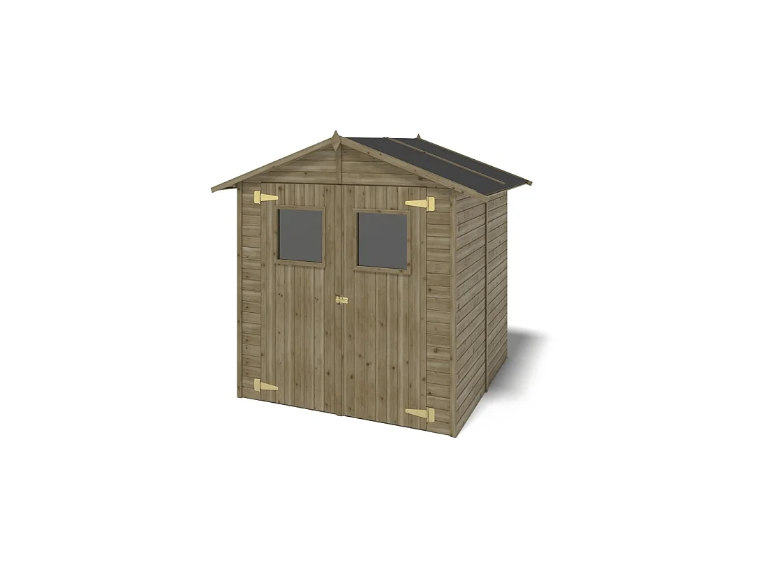 Abri de jardin en bois 3.46 m2 - 1.9x1.82 m - traité - Couleur: vert - DOM218 - ALTANKA