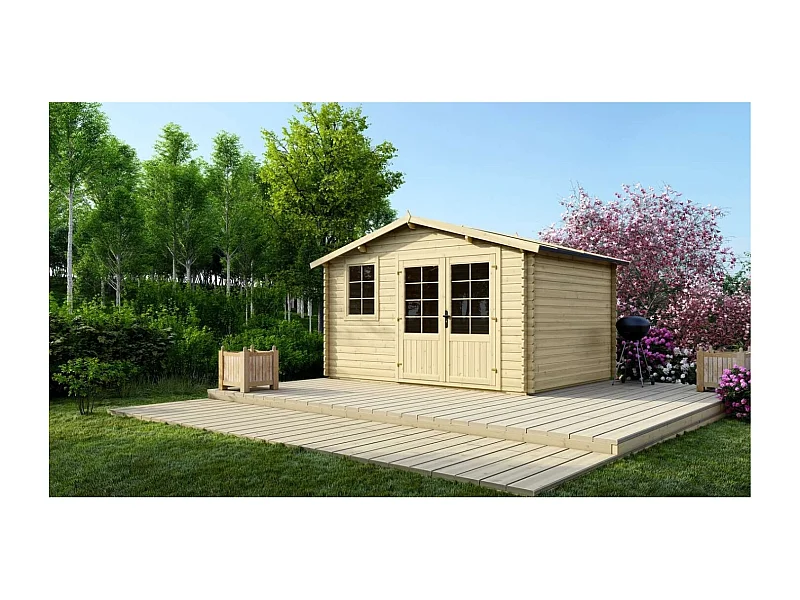 Casetta da giardino in legno - 11.70m2 - 3.90x3.00m - 34mm - colore: naturale - DOM561 - ALTANKA