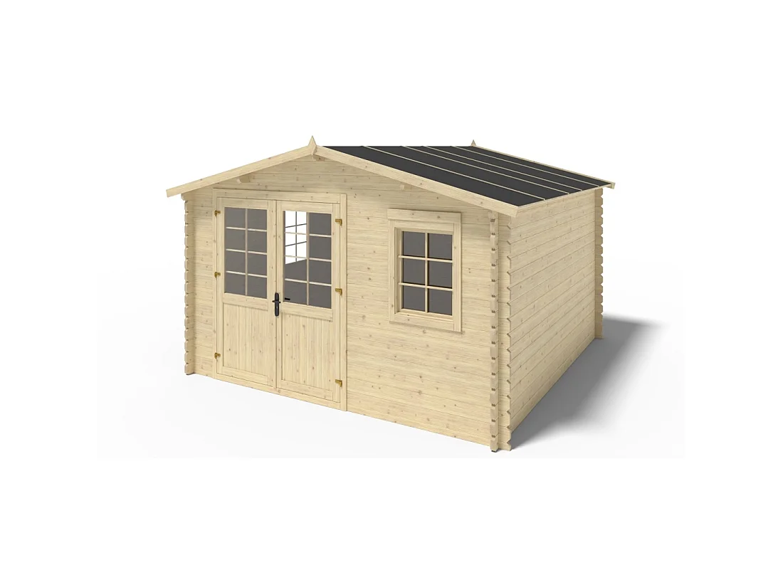 Abri de jardin en bois - 16m2 - 4x4m - Ep. 40mm - Couleur: naturel - DOM611 - ALTANKA