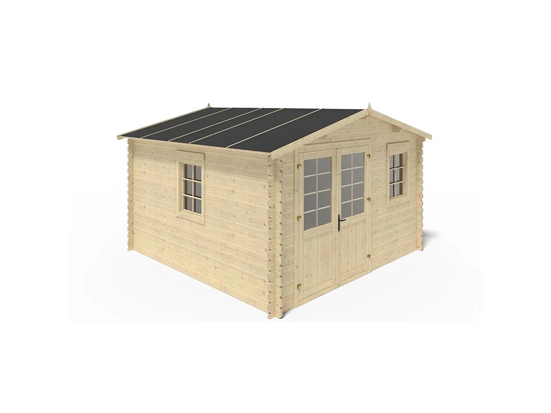 Abri de jardin en bois - 16m2 - 4x4m - Ep. 40mm - Couleur: naturel - DOM611 - ALTANKA