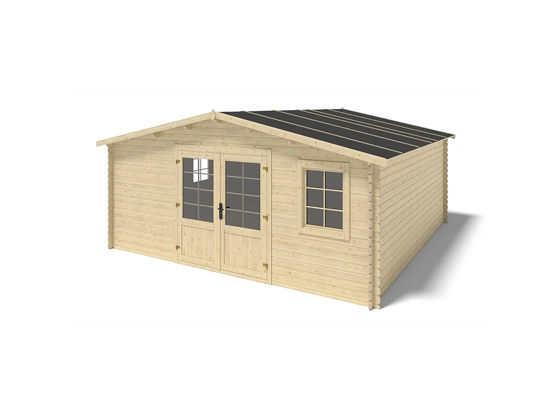 Abri de jardin en bois - 25m2 - 5x5m - Ep. 28mm - Couleur: naturel - DOM591 - ALTANKA